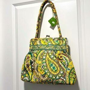Vera Bradley Lemon Parfait Alice Structured Kiss Lock Satchel RARE RETIRED NWT